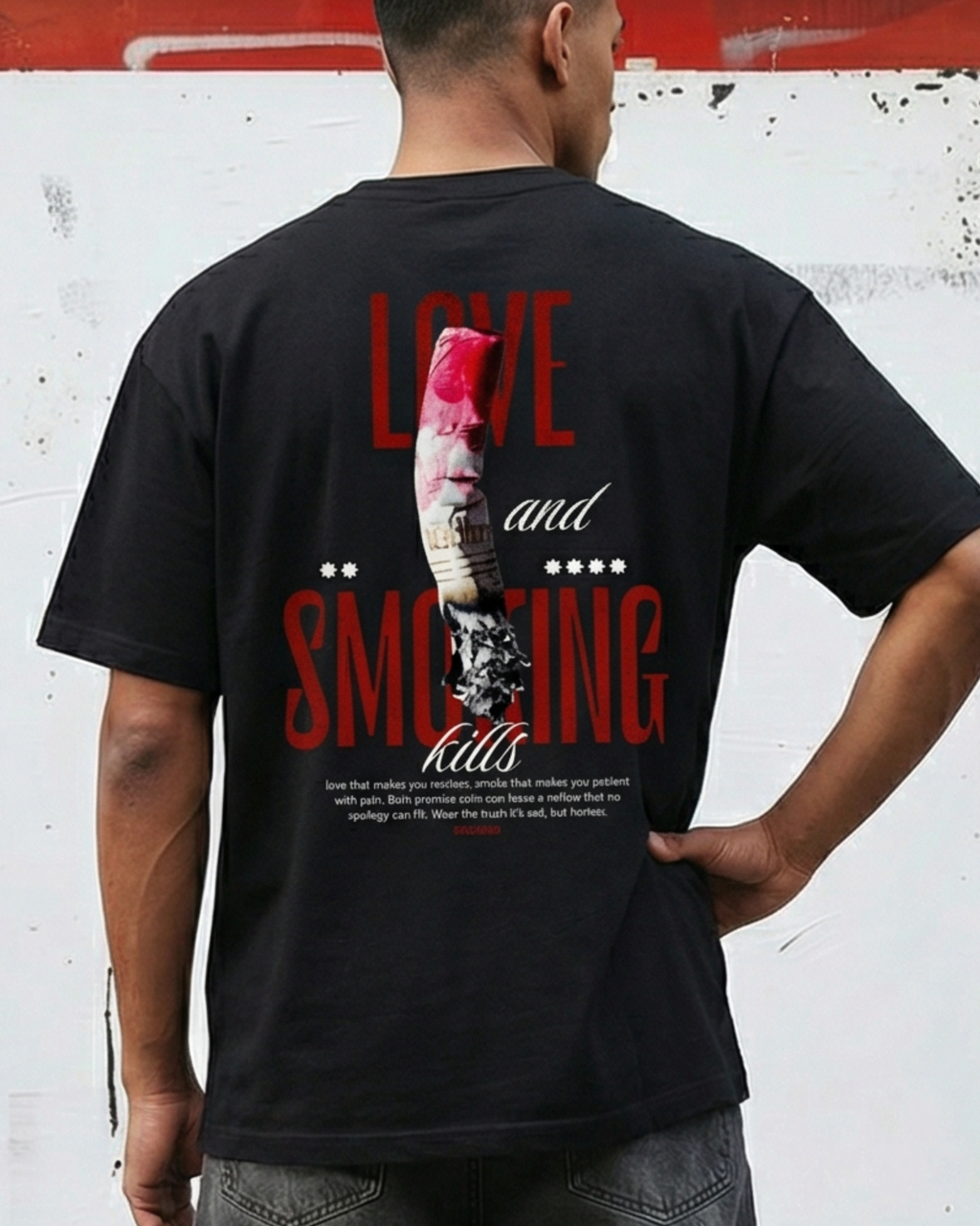 Love and Smoking Kills - Unisex Oversized T-Shirt | Black
