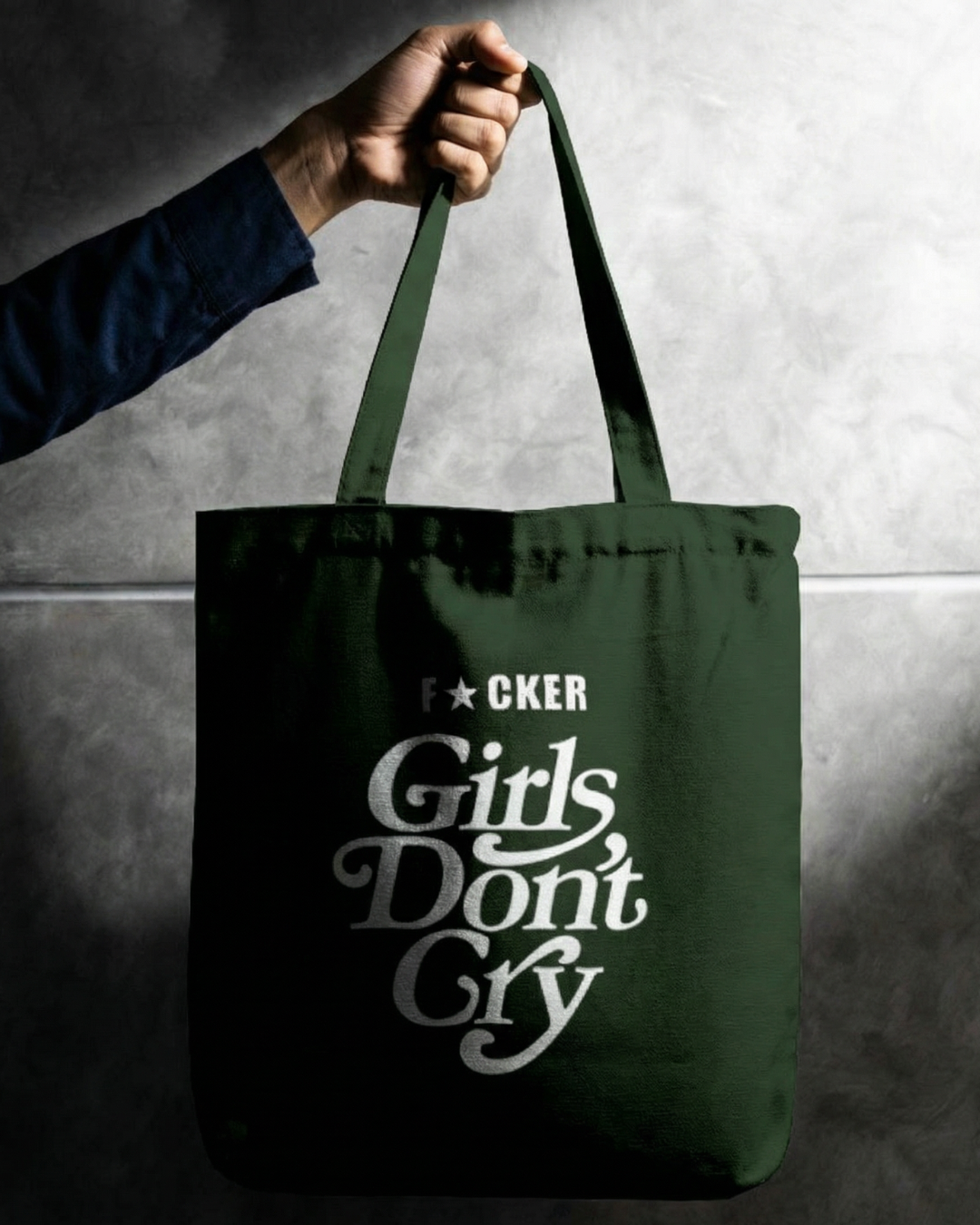 Girls Don't Cry - Tote Bag Zipper | Bottle Green
