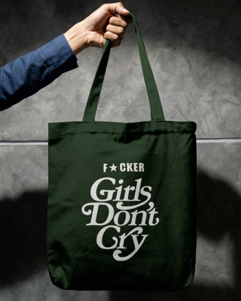 Girls Don't Cry - Tote Bag Zipper | Bottle Green