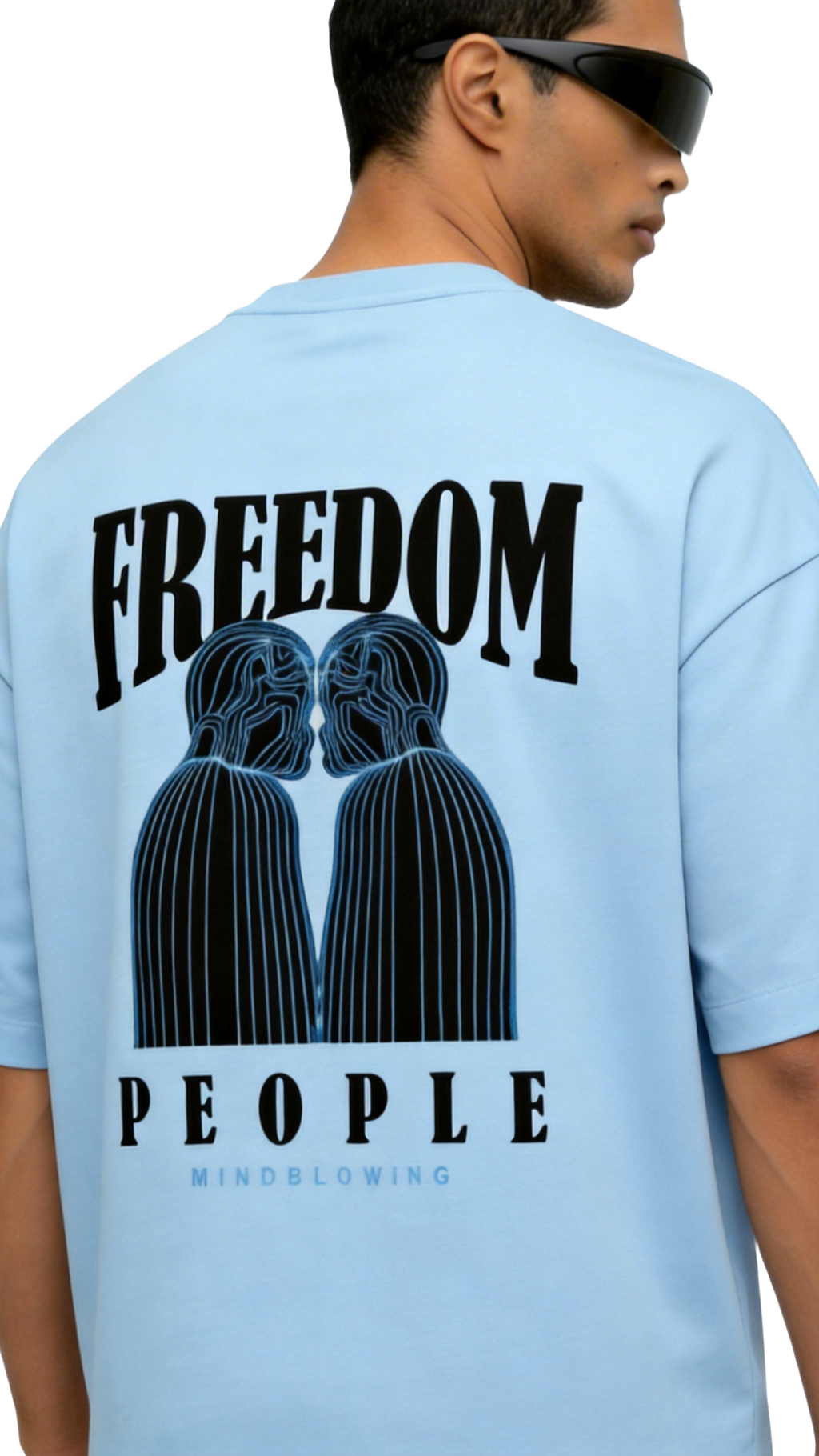 Freedom - Graphic Terry Oversized T-Shirt | Baby Blue