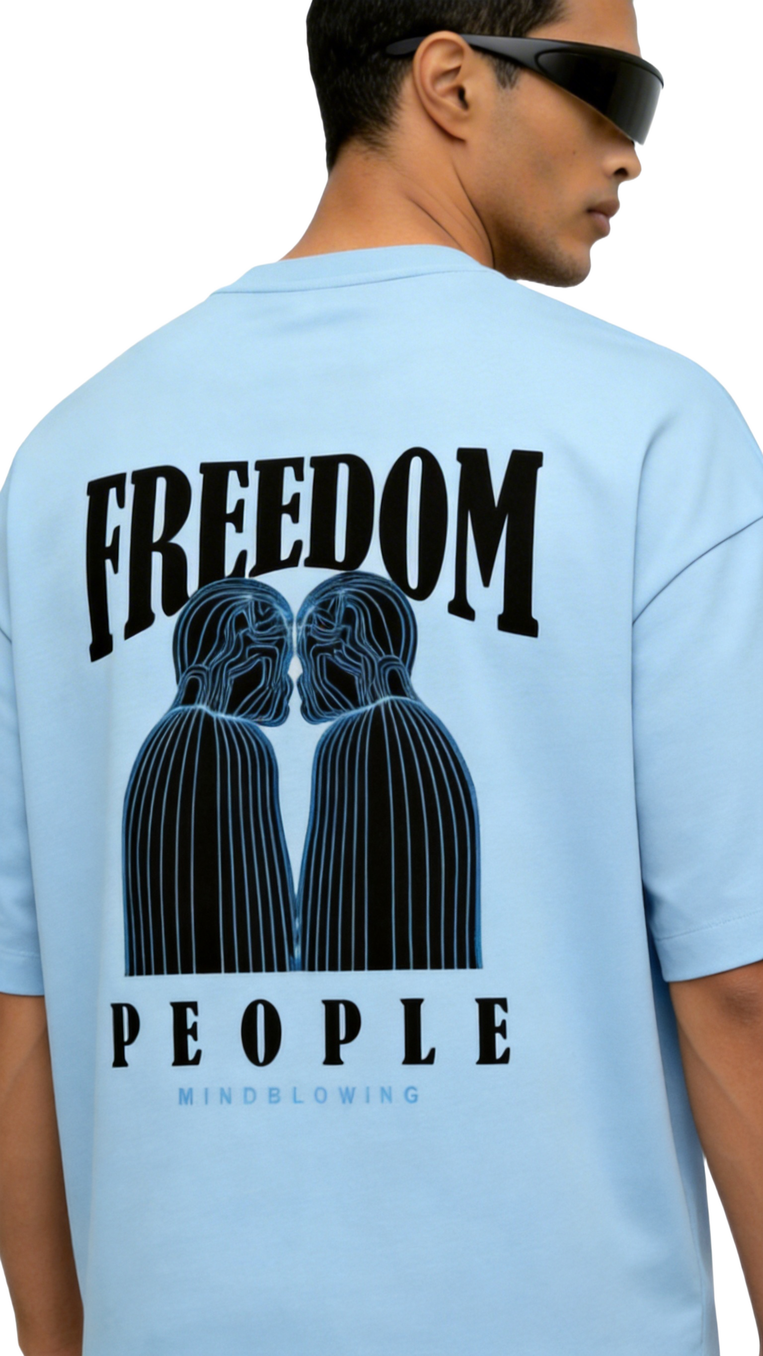 Freedom - Graphic Terry Oversized T-Shirt | Baby Blue
