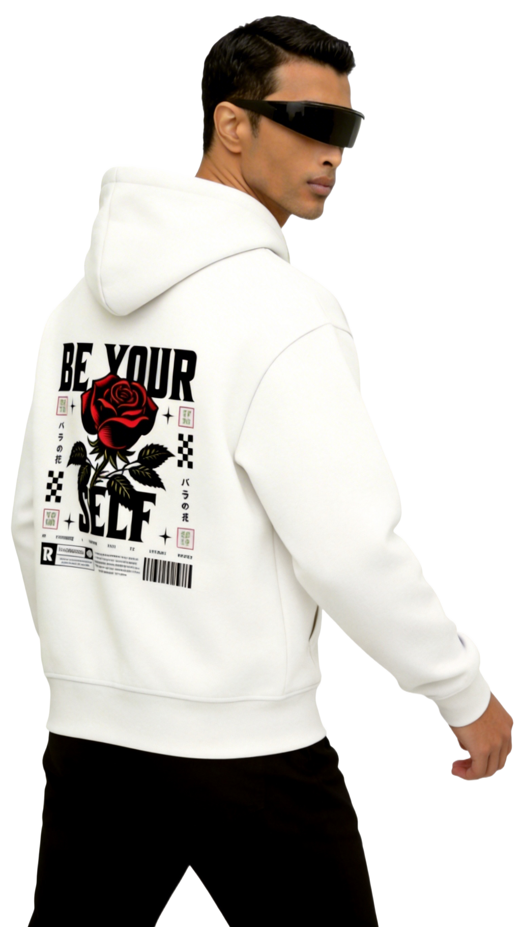 Be Yourself - Graphic Oversized Hoodie | White