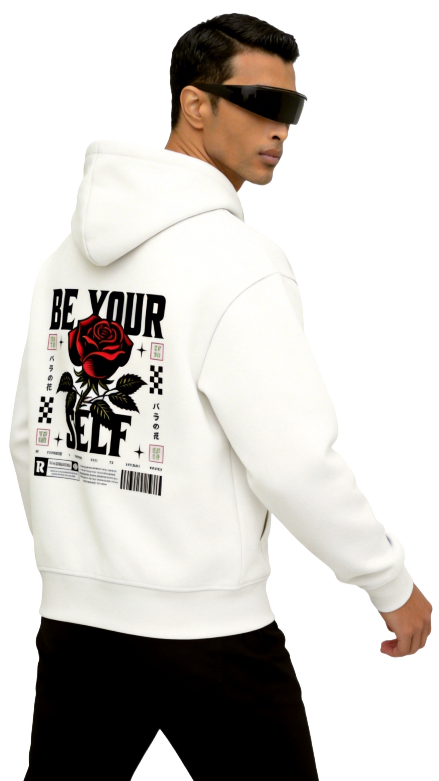 Be Yourself - Graphic Oversized Hoodie | White