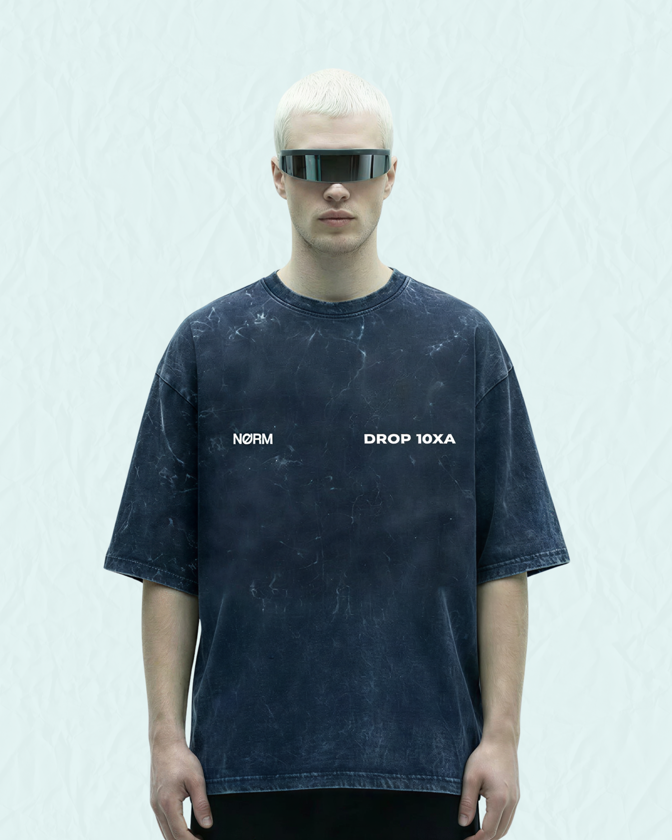Defined By Motion - Oversized Acid Washed Tee | Navy Blue