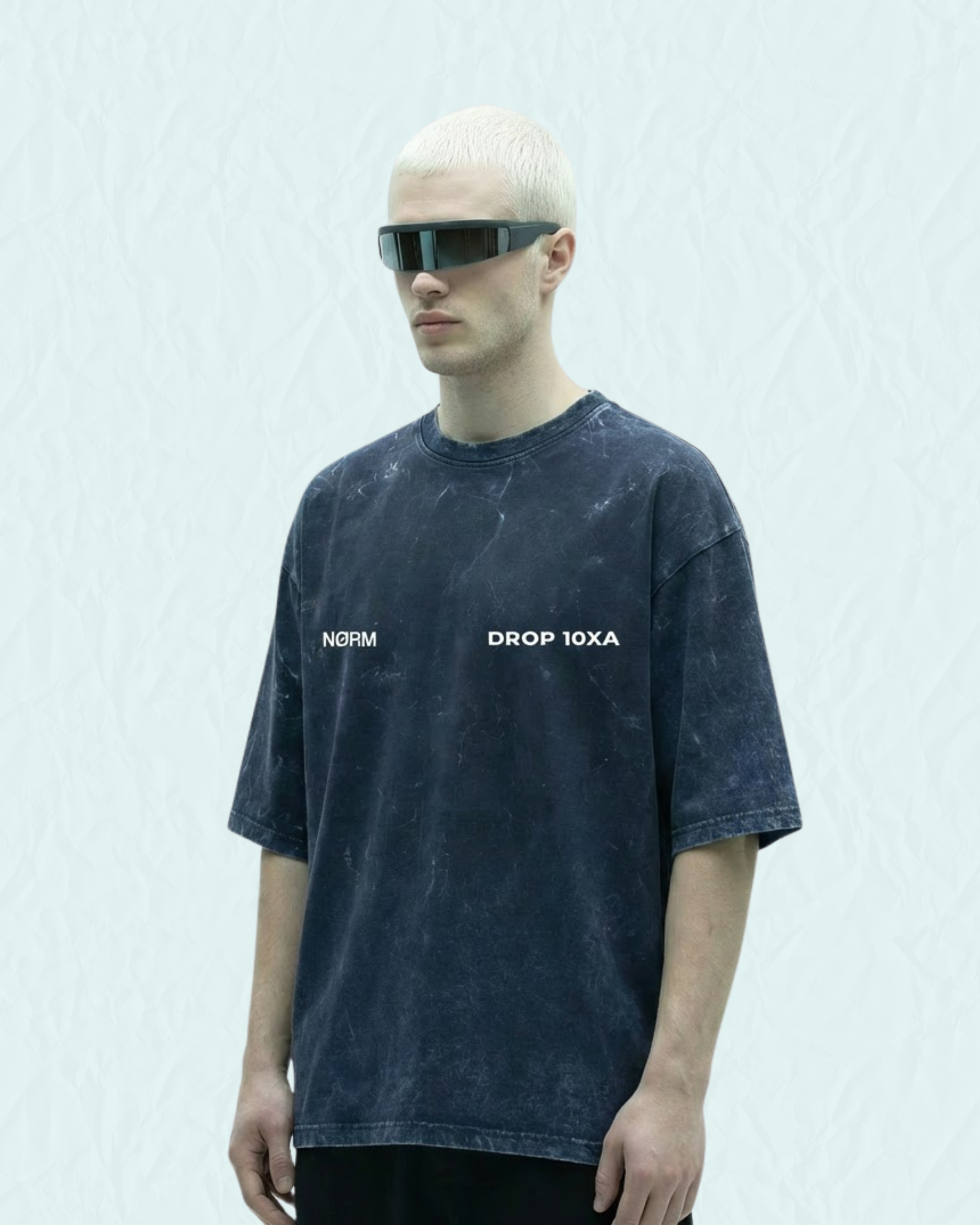 Defined By Motion - Oversized Acid Washed Tee | Navy Blue