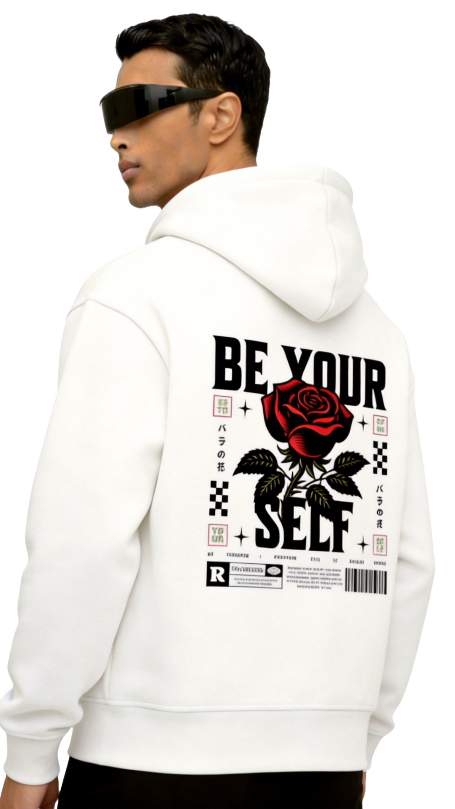 Be Yourself - Graphic Oversized Hoodie | White