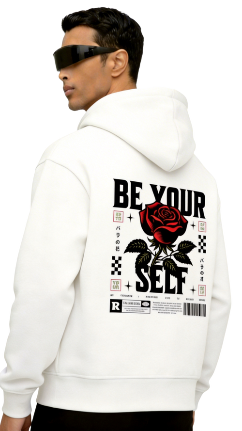 Be Yourself - Graphic Oversized Hoodie | White