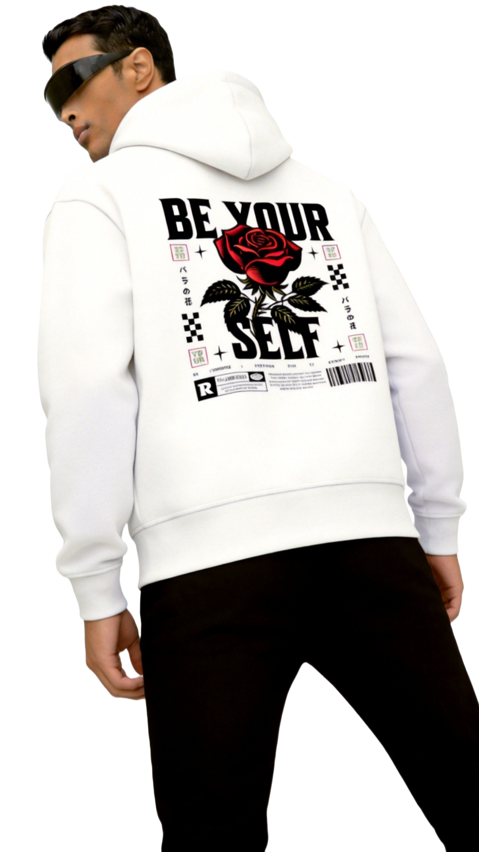 Be Yourself - Graphic Oversized Hoodie | White