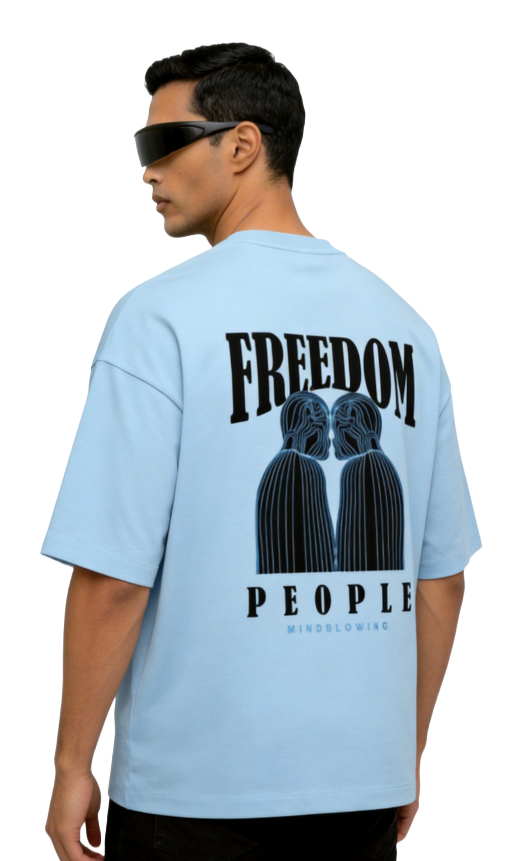 Freedom - Graphic Terry Oversized T-Shirt | Baby Blue