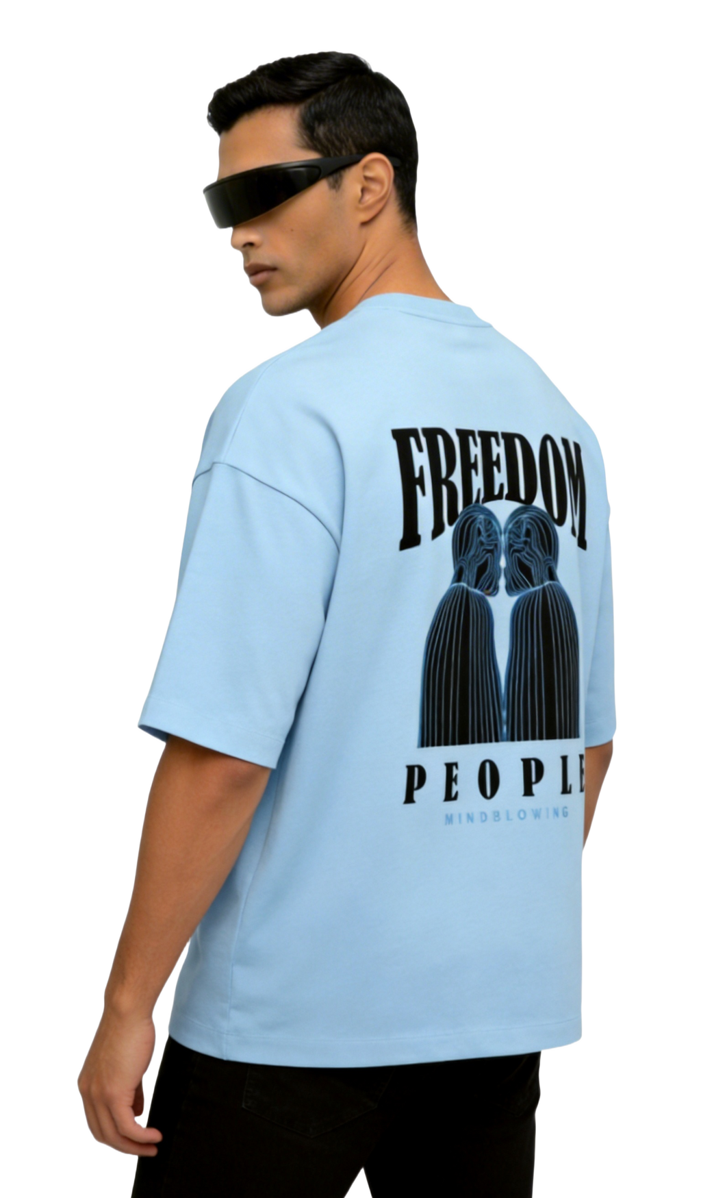 Freedom - Graphic Terry Oversized T-Shirt | Baby Blue