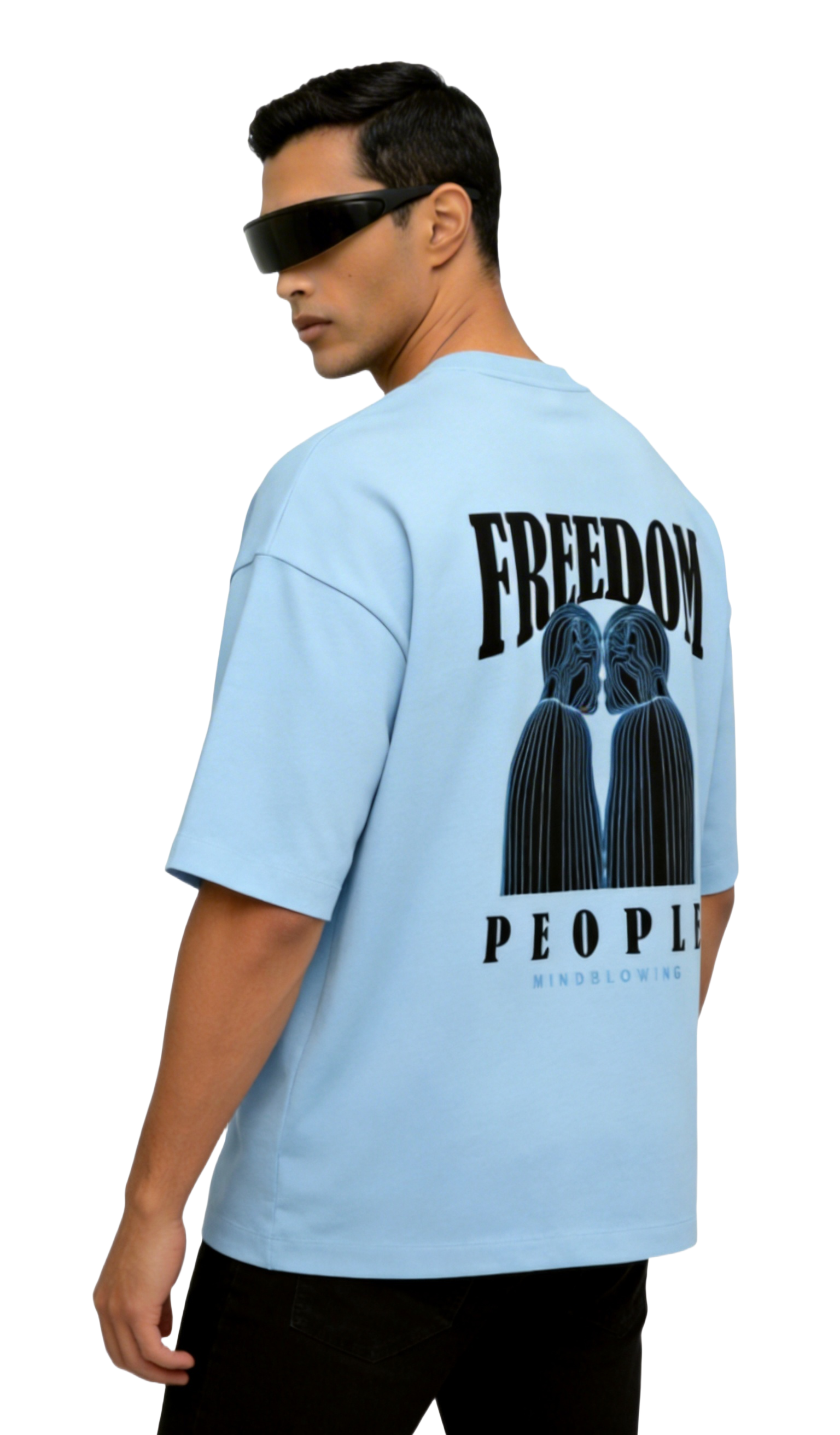 Freedom - Graphic Terry Oversized T-Shirt | Baby Blue