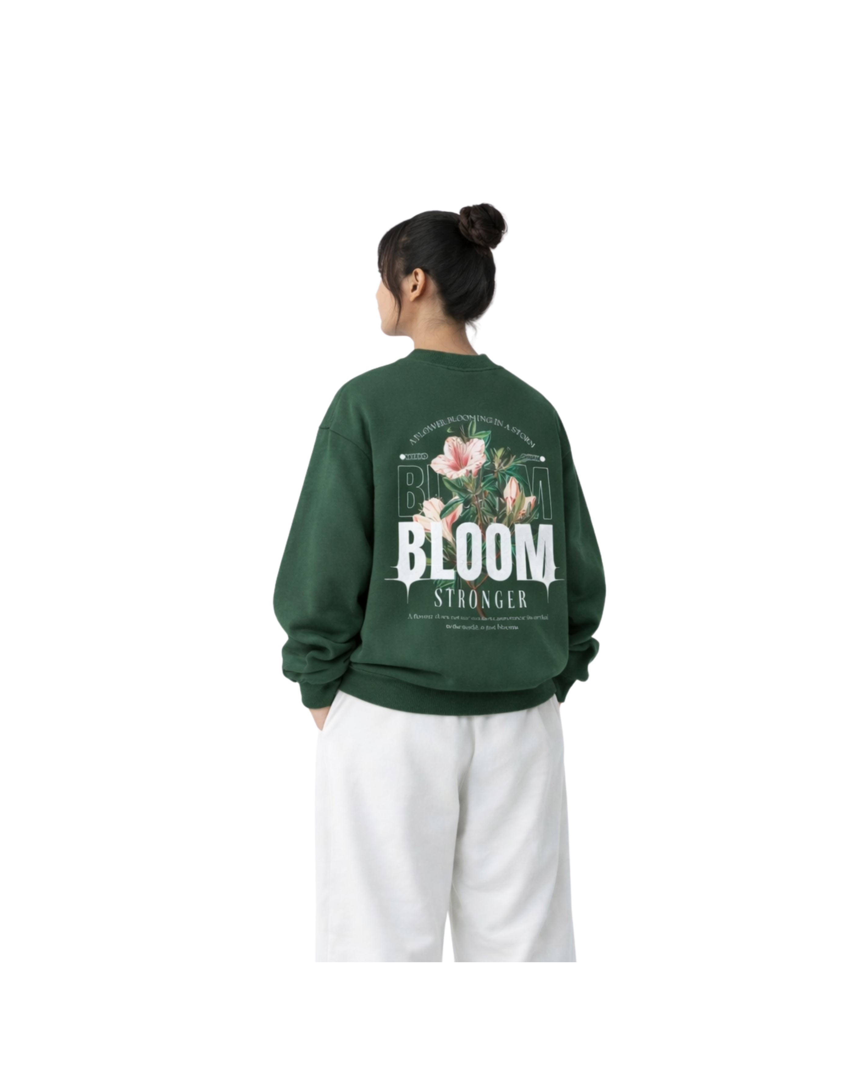 Bloom - Graphic Oversized Sweatshirt | Dark Green