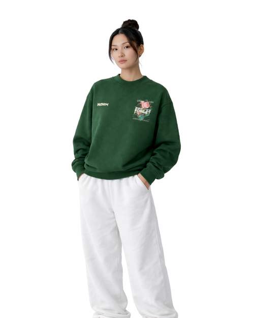 Bloom - Graphic Oversized Sweatshirt | Dark Green