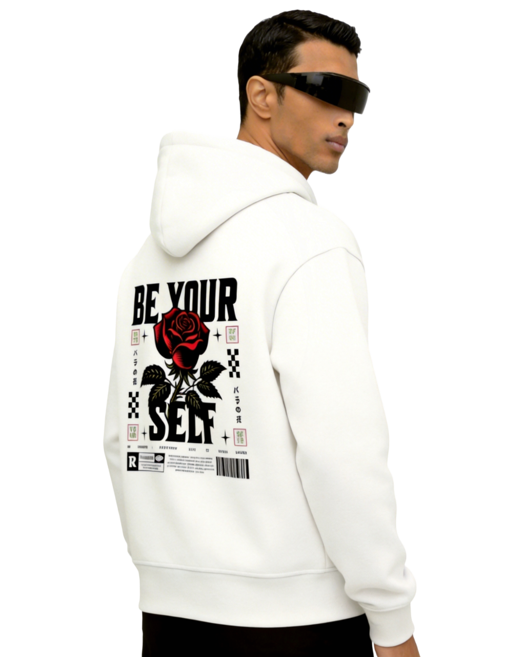 Be Yourself - Graphic Oversized Hoodie | White