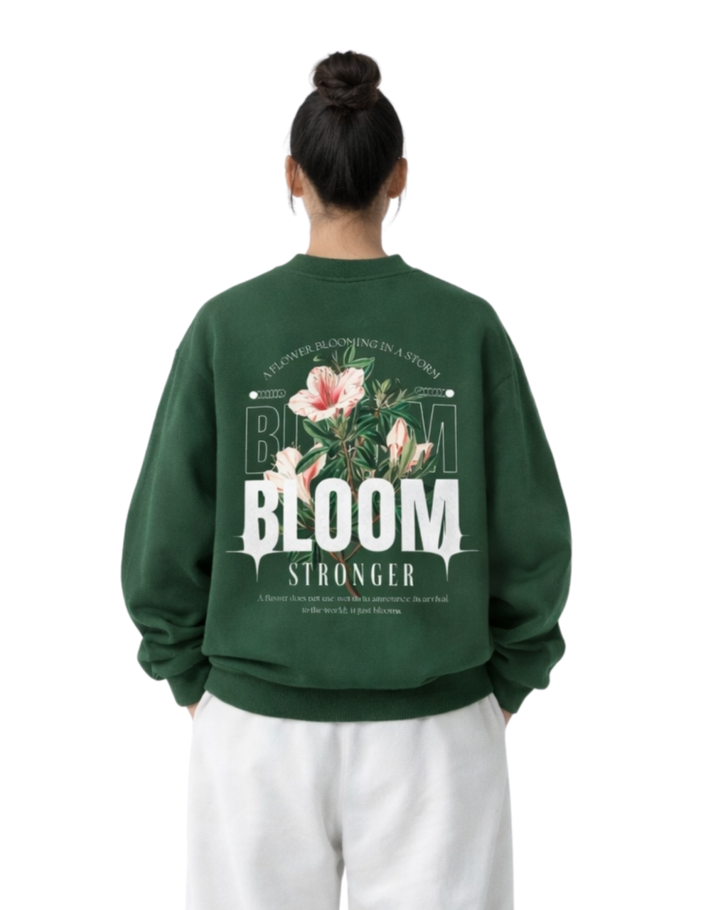 Bloom - Graphic Oversized Sweatshirt | Dark Green
