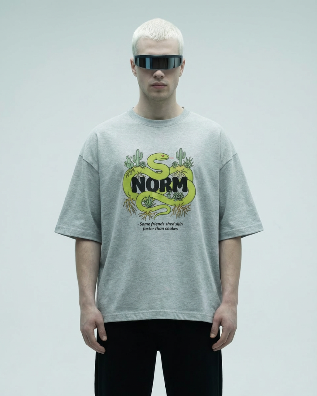 Snake Friends - Unisex Oversized Standard T-Shirt | Grey Milange