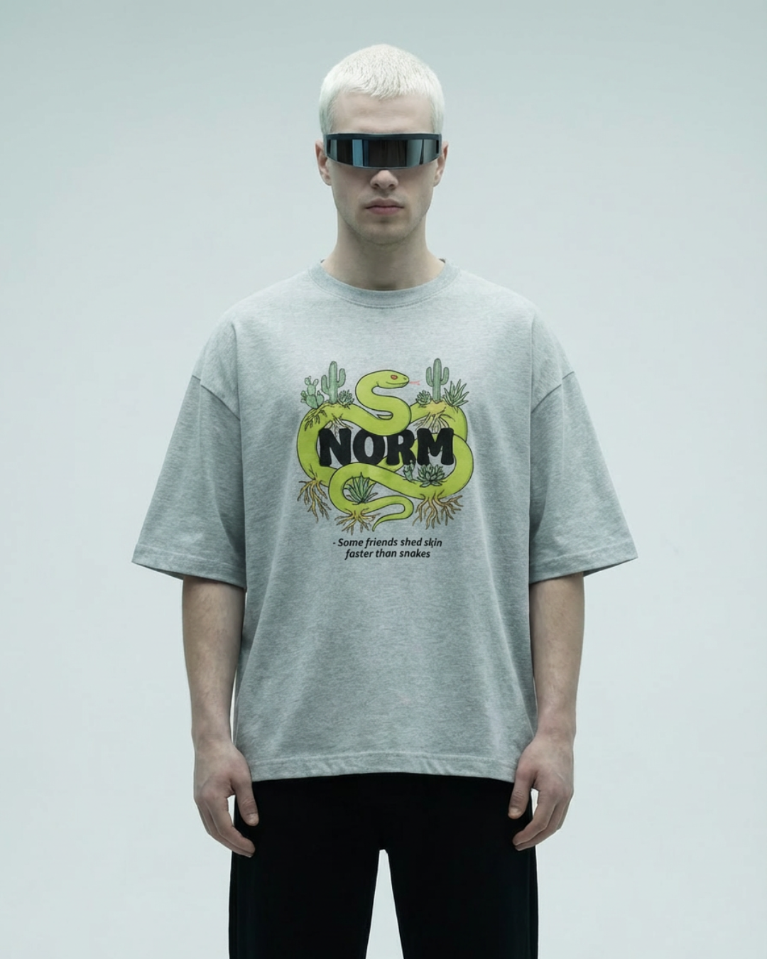 Snake Friends - Unisex Oversized Standard T-Shirt | Grey Milange
