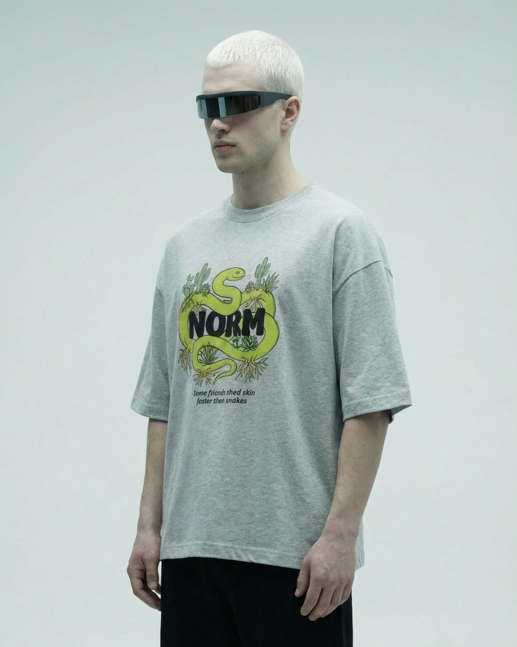 Snake Friends - Unisex Oversized Standard T-Shirt | Grey Milange
